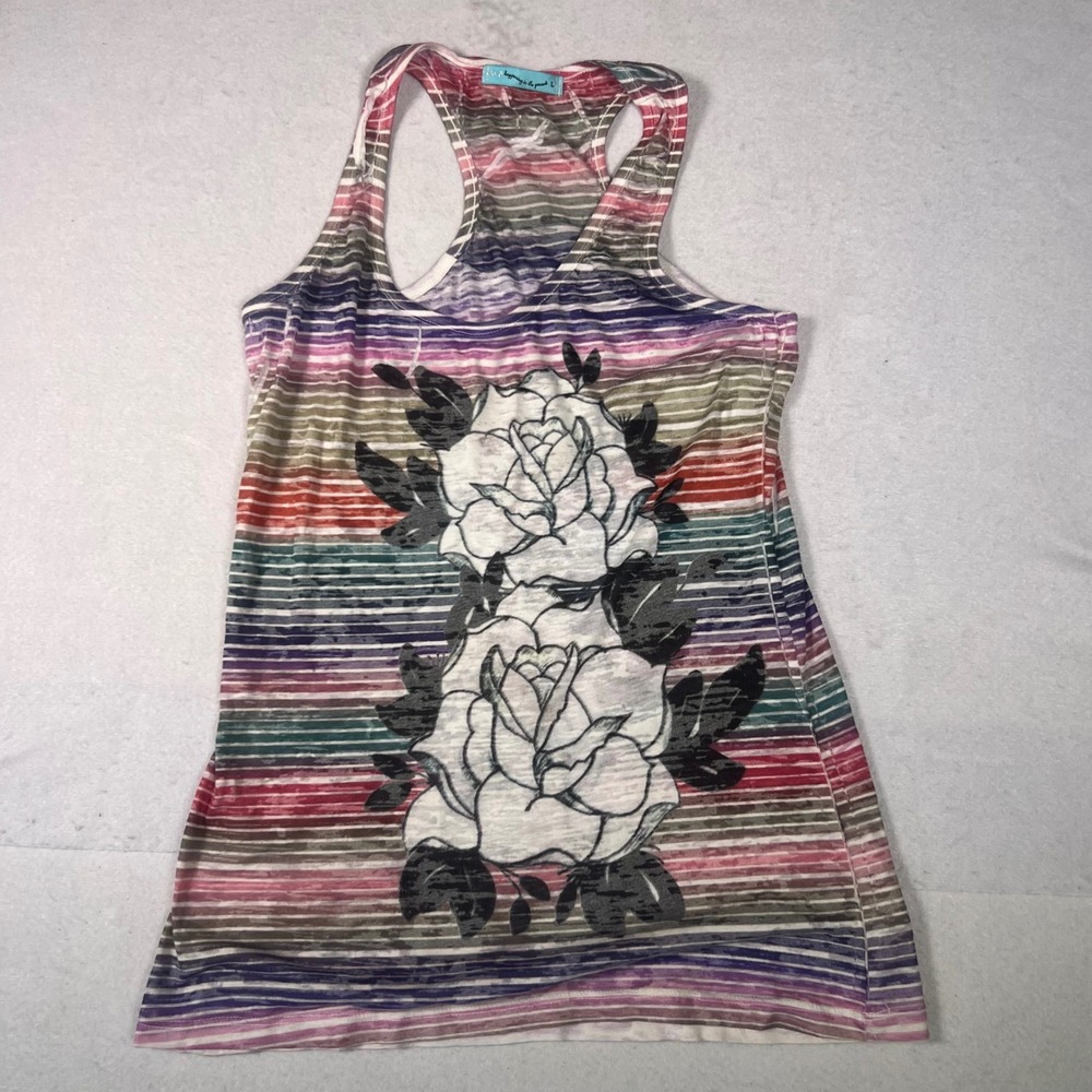 Hip Happening in the Present Tank Top Womens Large Multicolor Excellent